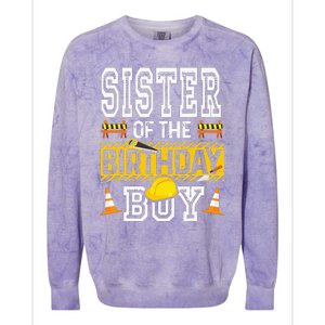 Sister of the Birthday  Construction Birthday Party Hat Colorblast Crewneck Sweatshirt