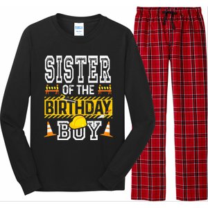 Sister of the Birthday  Construction Birthday Party Hat Long Sleeve Pajama Set