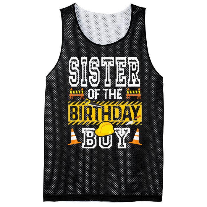 Sister of the Birthday  Construction Birthday Party Hat Mesh Reversible Basketball Jersey Tank