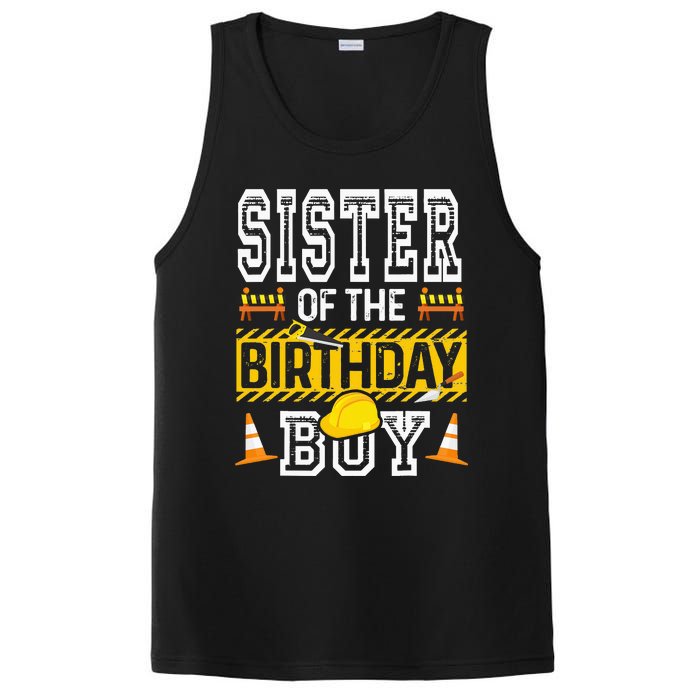 Sister of the Birthday  Construction Birthday Party Hat PosiCharge Competitor Tank