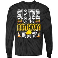 Sister of the Birthday  Construction Birthday Party Hat Tie-Dye Long Sleeve Shirt