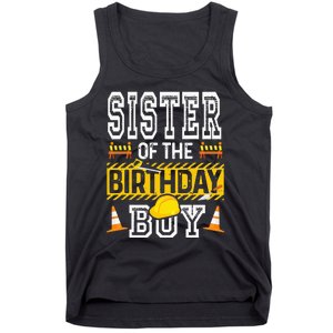 Sister of the Birthday  Construction Birthday Party Hat Tank Top