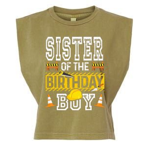 Sister of the Birthday  Construction Birthday Party Hat Garment-Dyed Women's Muscle Tee