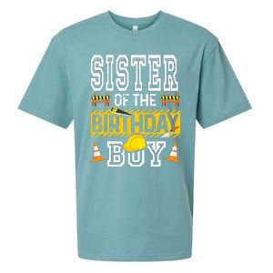 Sister of the Birthday  Construction Birthday Party Hat Sueded Cloud Jersey T-Shirt