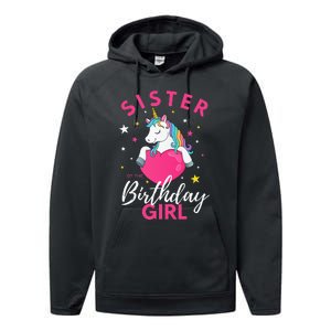 Sister Of The Birthday  Sibling Unicorn Birthday Performance Fleece Hoodie