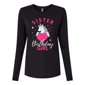 Sister Of The Birthday  Sibling Unicorn Birthday Womens Cotton Relaxed Long Sleeve T-Shirt