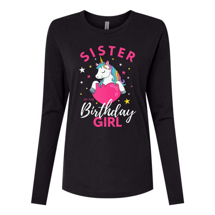 Sister Of The Birthday  Sibling Unicorn Birthday Womens Cotton Relaxed Long Sleeve T-Shirt