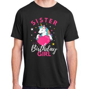 Sister Of The Birthday  Sibling Unicorn Birthday Adult ChromaSoft Performance T-Shirt