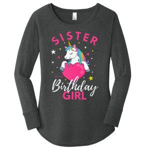 Sister Of The Birthday  Sibling Unicorn Birthday Women's Perfect Tri Tunic Long Sleeve Shirt