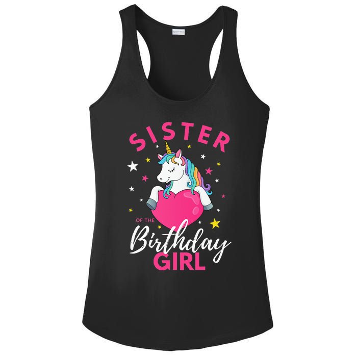 Sister Of The Birthday  Sibling Unicorn Birthday Ladies PosiCharge Competitor Racerback Tank