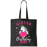 Sister Of The Birthday  Sibling Unicorn Birthday Tote Bag