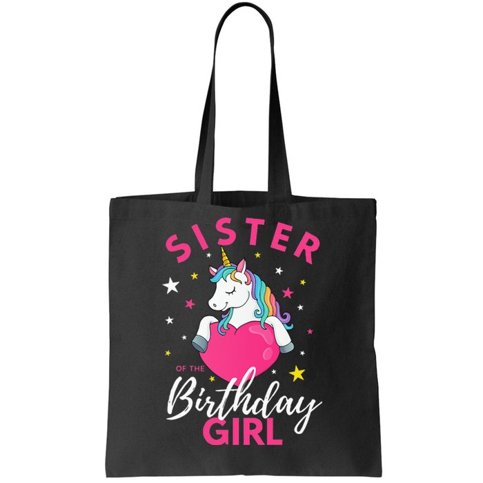 Sister Of The Birthday  Sibling Unicorn Birthday Tote Bag