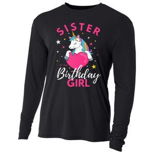 Sister Of The Birthday  Sibling Unicorn Birthday Cooling Performance Long Sleeve Crew