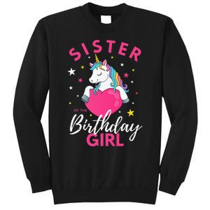 Sister Of The Birthday  Sibling Unicorn Birthday Tall Sweatshirt