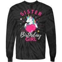 Sister Of The Birthday  Sibling Unicorn Birthday Tie-Dye Long Sleeve Shirt