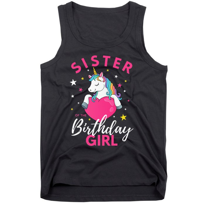 Sister Of The Birthday  Sibling Unicorn Birthday Tank Top