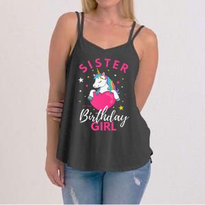 Sister Of The Birthday  Sibling Unicorn Birthday Women's Strappy Tank