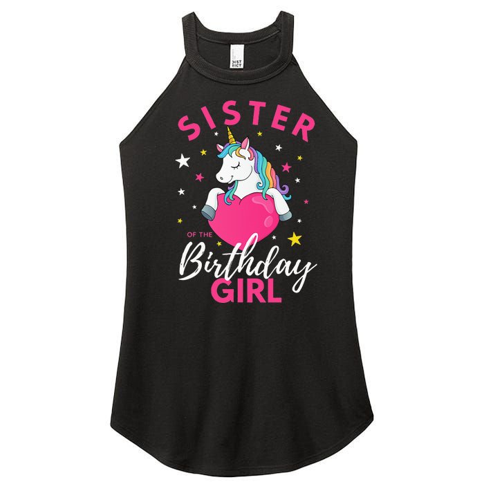 Sister Of The Birthday  Sibling Unicorn Birthday Women's Perfect Tri Rocker Tank