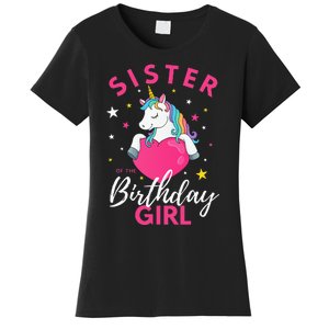 Sister Of The Birthday  Sibling Unicorn Birthday Women's T-Shirt