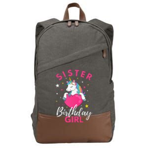 Sister Of The Birthday  Sibling Unicorn Birthday Cotton Canvas Backpack