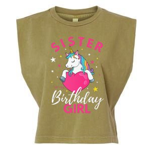 Sister Of The Birthday  Sibling Unicorn Birthday Garment-Dyed Women's Muscle Tee