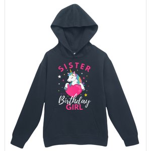 Sister Of The Birthday  Sibling Unicorn Birthday Urban Pullover Hoodie