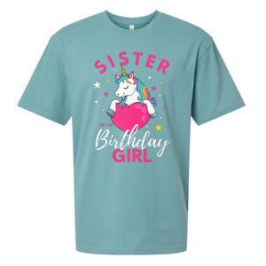 Sister Of The Birthday  Sibling Unicorn Birthday Sueded Cloud Jersey T-Shirt