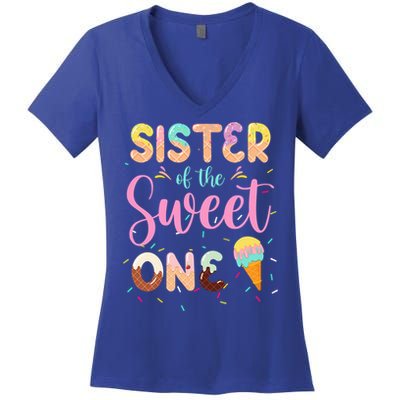 Sister Of The Sweet One Ice Cream 1st First Birthday Family Great Gift Women's V-Neck T-Shirt