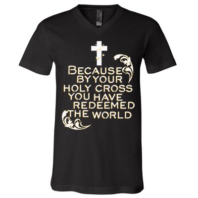 Stations of the Cross Jesus Holy Week Lent Easter Catholic V-Neck T-Shirt