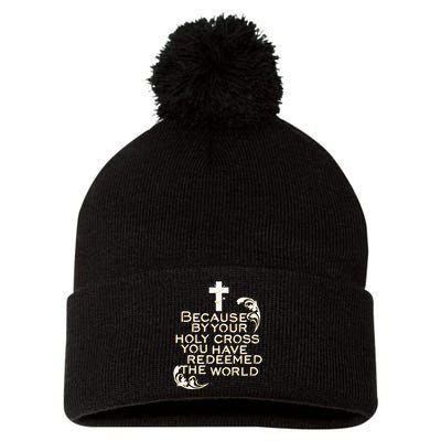 Stations of the Cross Jesus Holy Week Lent Easter Catholic Pom Pom 12in Knit Beanie