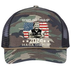 Sons Of Trump Maga Chapter 2024 Retro Rope Trucker Hat Cap