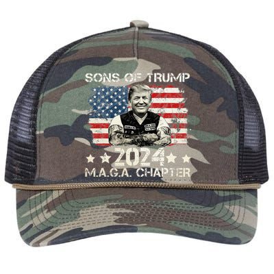 Sons Of Trump Maga Chapter 2024 Retro Rope Trucker Hat Cap