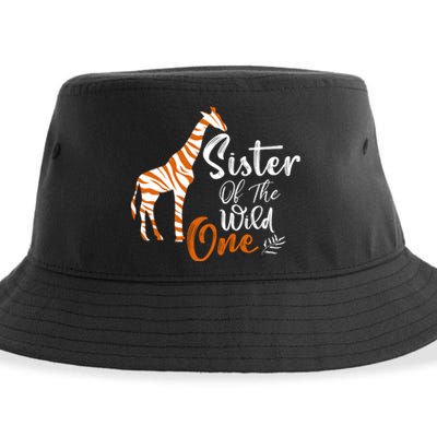 Sister Of The Wild One Funny 1st Birthday Animal Safari Gift Sustainable Bucket Hat