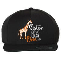 Sister Of The Wild One Funny 1st Birthday Animal Safari Gift Wool Snapback Cap