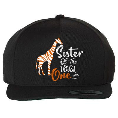 Sister Of The Wild One Funny 1st Birthday Animal Safari Gift Wool Snapback Cap