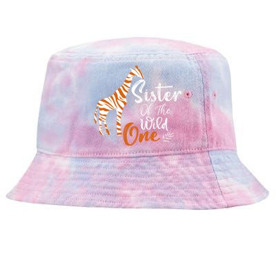 Sister Of The Wild One Funny 1st Birthday Animal Safari Gift Tie-Dyed Bucket Hat