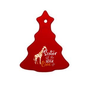 Sister Of The Wild One Funny 1st Birthday Animal Safari Gift Ceramic Tree Ornament