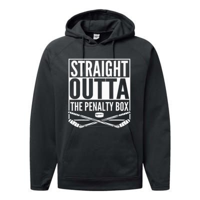 Straight Outta The Penalty Box Hockey Player Gift Hockey Performance Fleece Hoodie