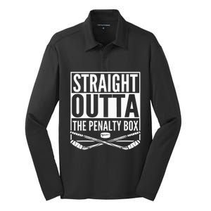 Straight Outta The Penalty Box Hockey Player Gift Hockey Silk Touch Performance Long Sleeve Polo