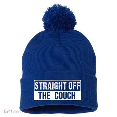 Straight Off The Couch Funny Football Offensive Lineman Pom Pom 12in Knit Beanie