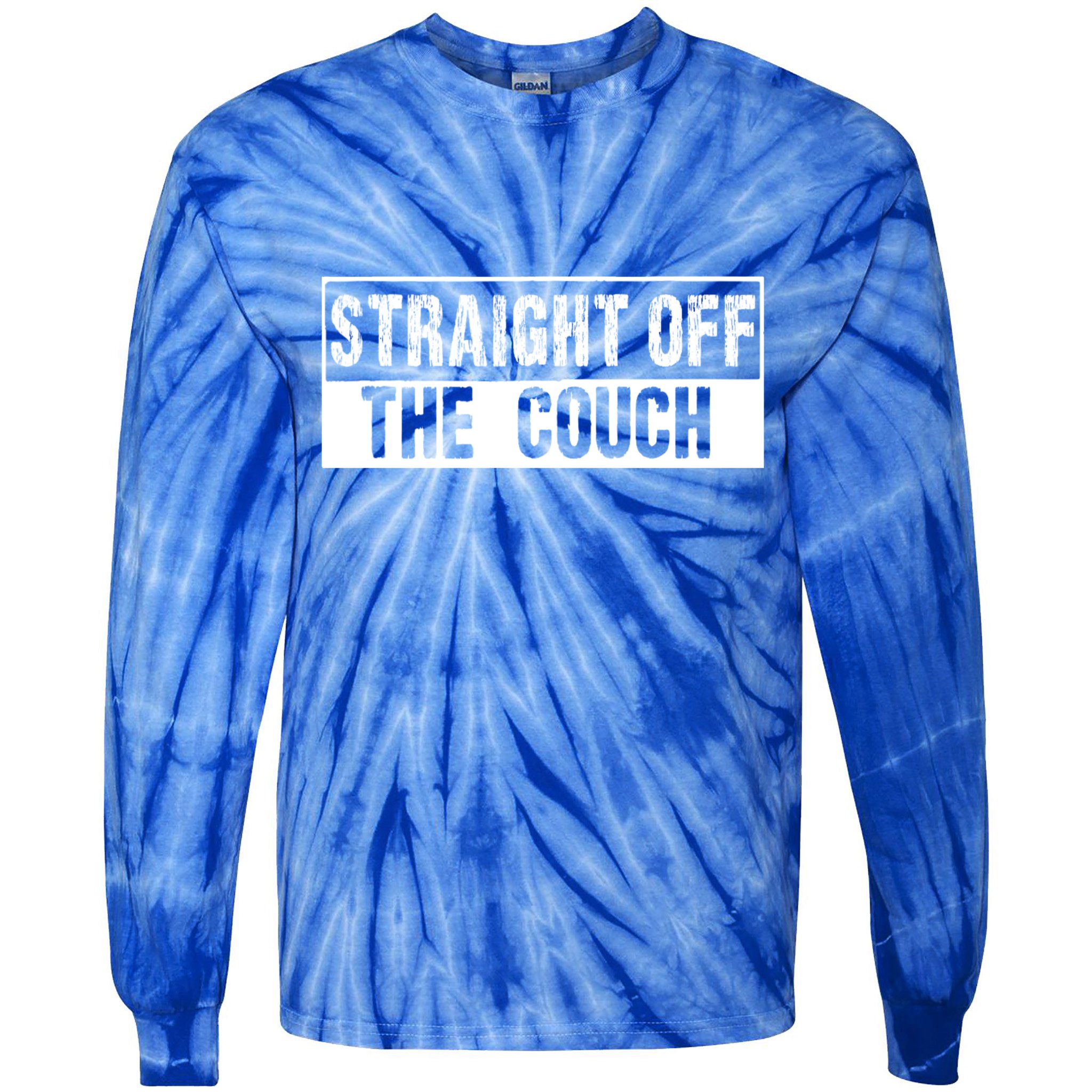 Straight Off The Couch Funny Football Offensive Lineman Tie-Dye Long Sleeve Shirt