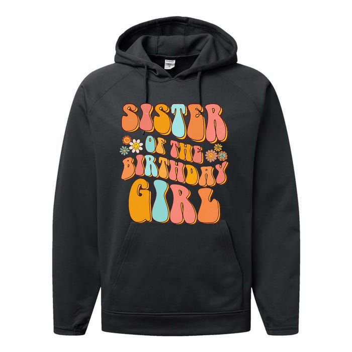 Sister of the Birthday Vintage Groovy Sister 1st Performance Fleece Hoodie