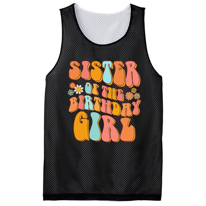 Sister of the Birthday Vintage Groovy Sister 1st Mesh Reversible Basketball Jersey Tank