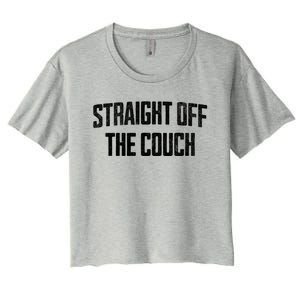 Straight Off The Couch Funny Football Offensive Lineman Women's Crop Top Tee