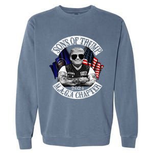 Sons Of Trump Maga Chapter 2024 Biker For Trump Garment-Dyed Sweatshirt