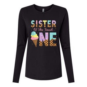 Sister Of The Sweet One Ice Cream 1st First Birthday Family Womens Cotton Relaxed Long Sleeve T-Shirt