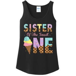 Sister Of The Sweet One Ice Cream 1st First Birthday Family Ladies Essential Tank