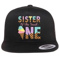 Sister Of The Sweet One Ice Cream 1st First Birthday Family Flat Bill Trucker Hat