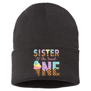 Sister Of The Sweet One Ice Cream 1st First Birthday Family Sustainable Knit Beanie