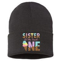 Sister Of The Sweet One Ice Cream 1st First Birthday Family Sustainable Knit Beanie